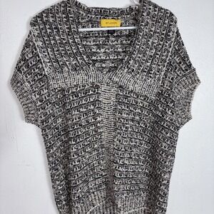 St John Marled Sleeveless Snap Button Wool Blend Cardigan Sweater Size L